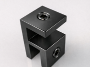 Shower Top Header Clip - Square - 10mm to 10mm Glass - Gun Black